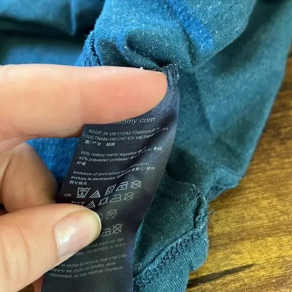 Tommy Hilfiger Blue Heathered Short Sleeve Casual Tee - Picture 8 of 9